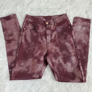 Shein Faux Snakeskin Burgundy Skinny Pants XS size 2